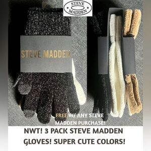 NWT! STEVE MADDEN GLOVES! 3 PACK! BLACK/WHITE/LEOPARD PRINT! BUNDLE 4 FREE!